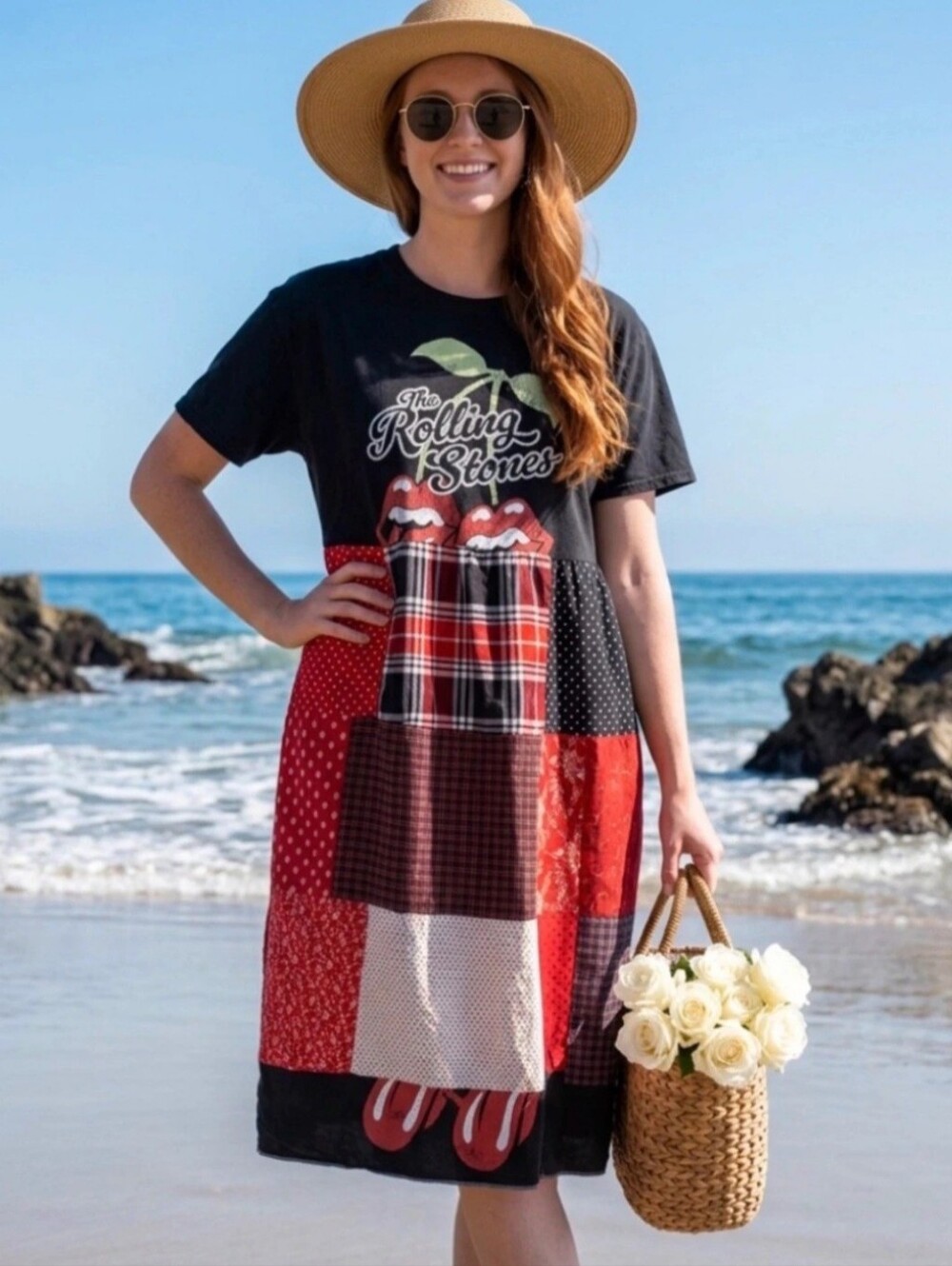The Rolling Stones Classic Rock Boho Patchwork Dress Size 2X